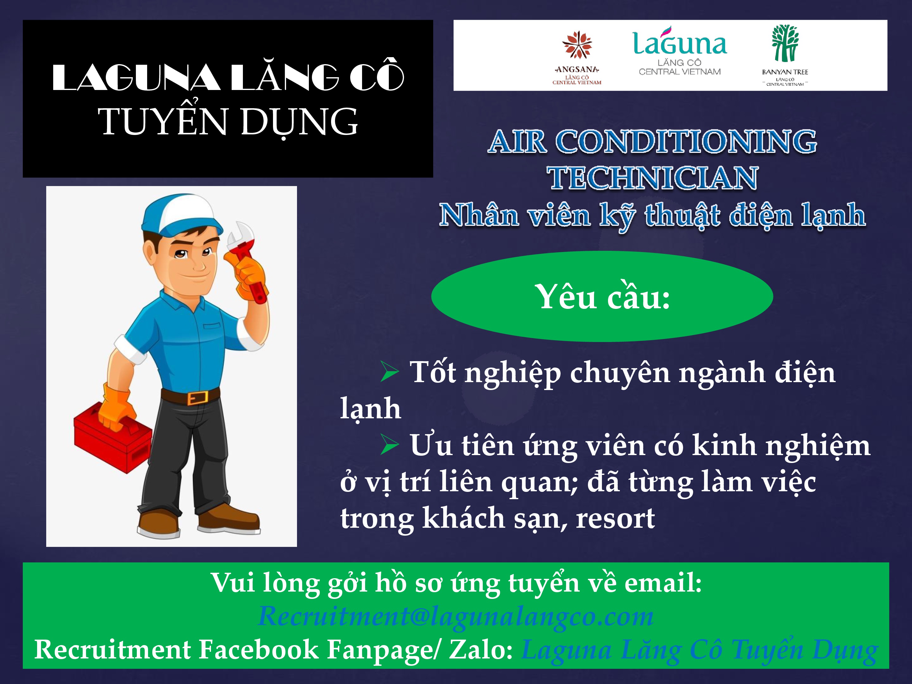 Tuyển dụng: Nhân viên kỹ thuật điện lạnh Tuyển dụng: Nhân viên kỹ thuật điện lạnh