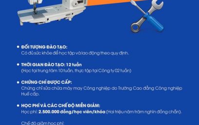 THÔNG BÁO TUYỂN SINH LỚP SỬA CHỮA MÁY MAY CÔNG NGHIỆP