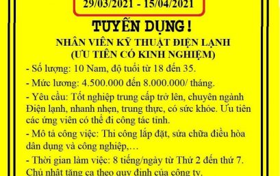 Tuyển dụng ngành kỹ thuật
