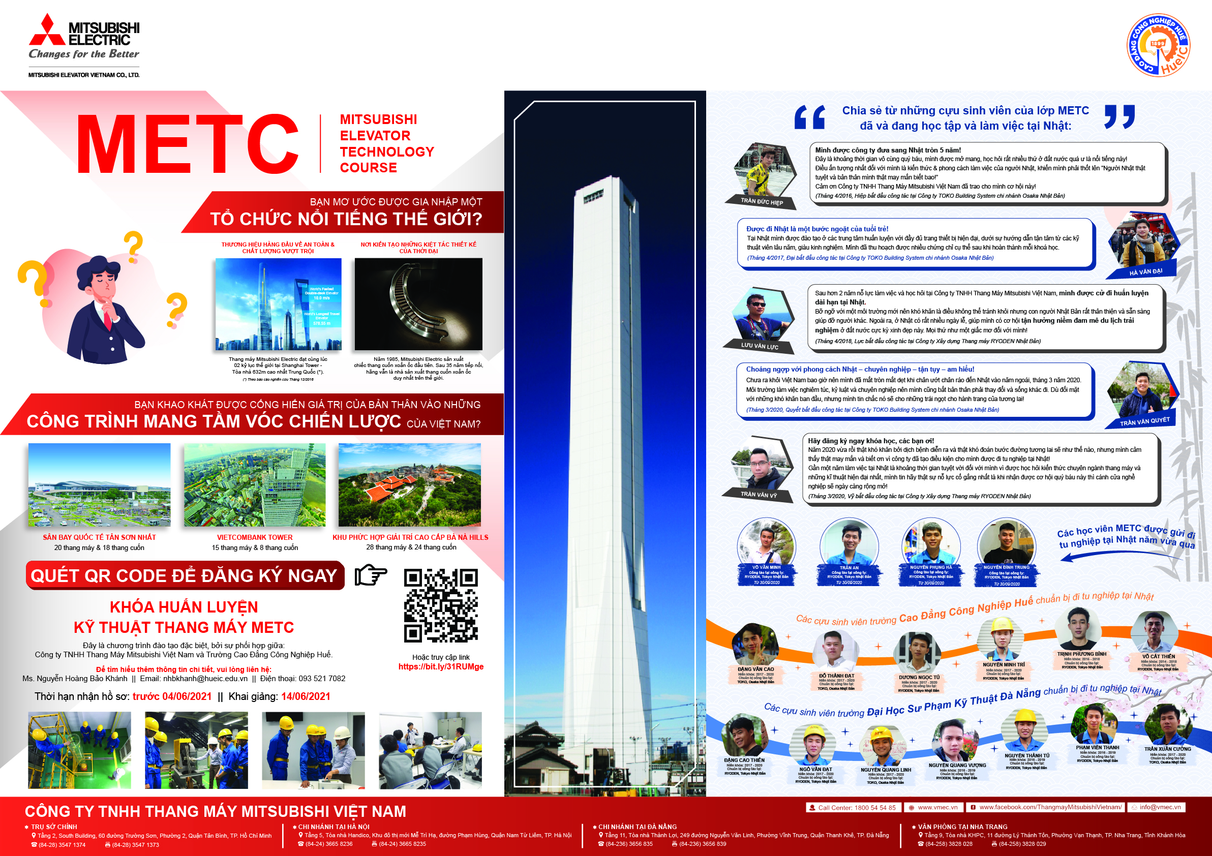 Tuyển sinh Kỹ thuật viên thang máy METC 2021
