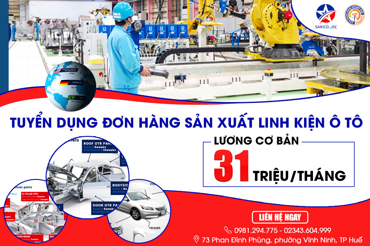Đơn hàng “Sản xuất linh kiện ô tô” đi làm việc tại Nhật Bản
