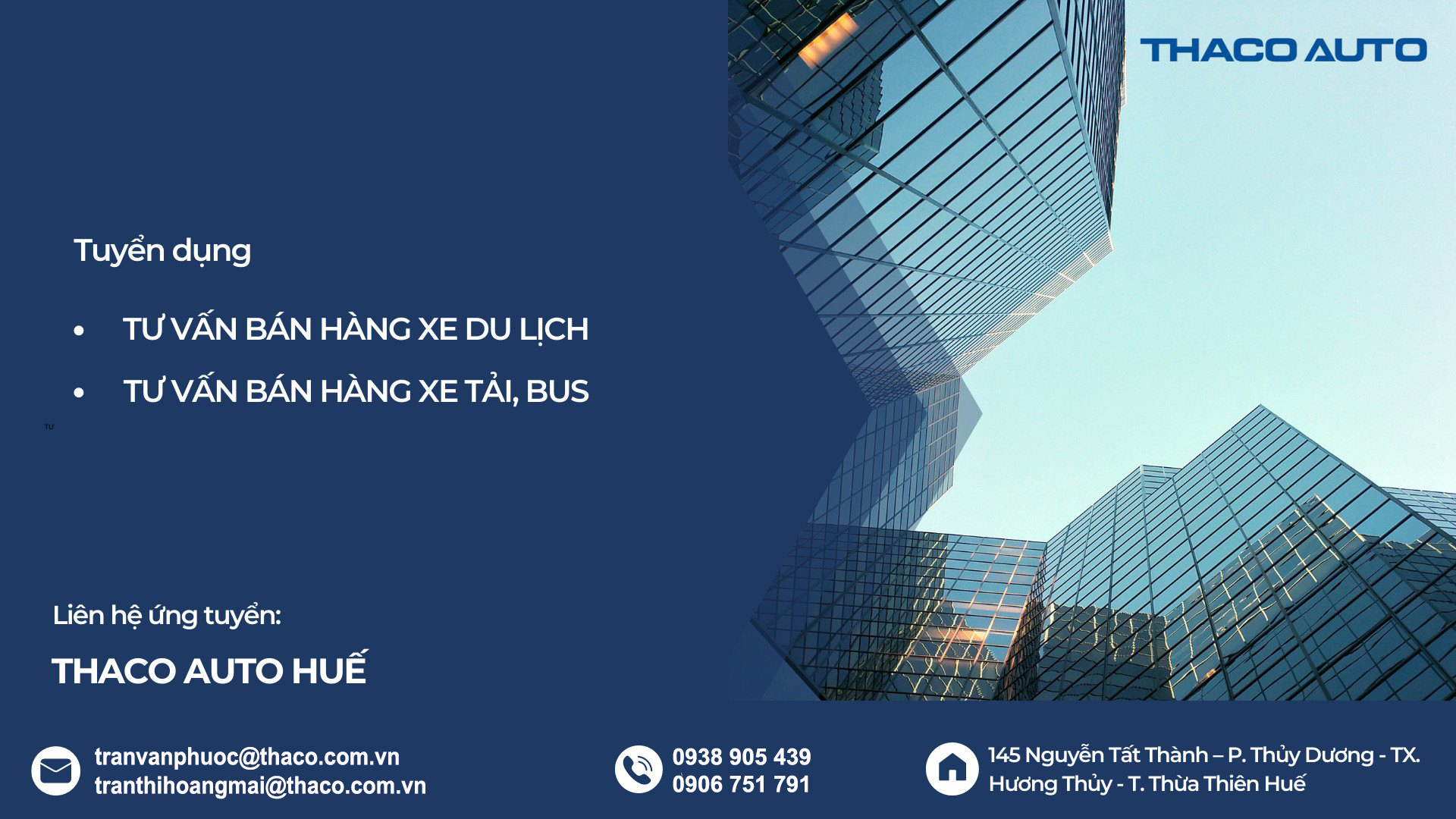 THACO AUTO HUẾ TUYỂN DỤNG NHÂN SỰ TRONG THÁNG 9/2023