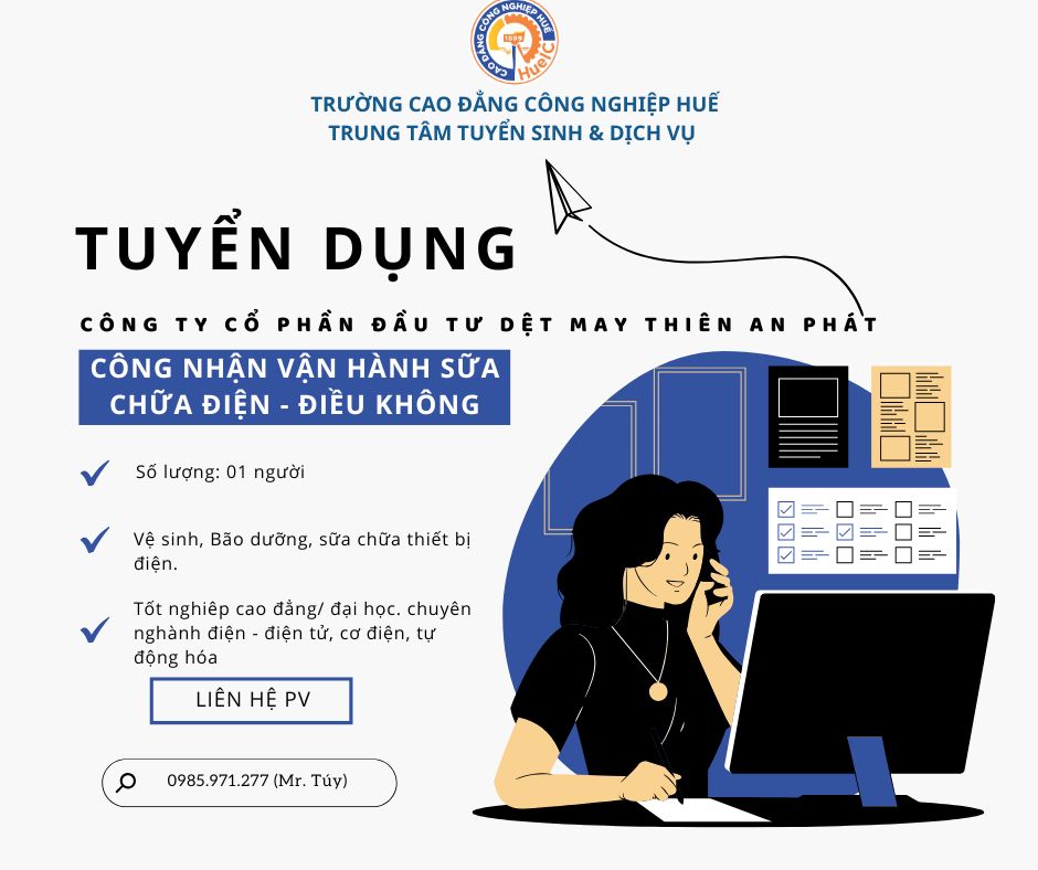 TUYỂN DỤNG: CÔNG NHÂN VẬN HÀNH, SỬA CHỮA ĐIỆN