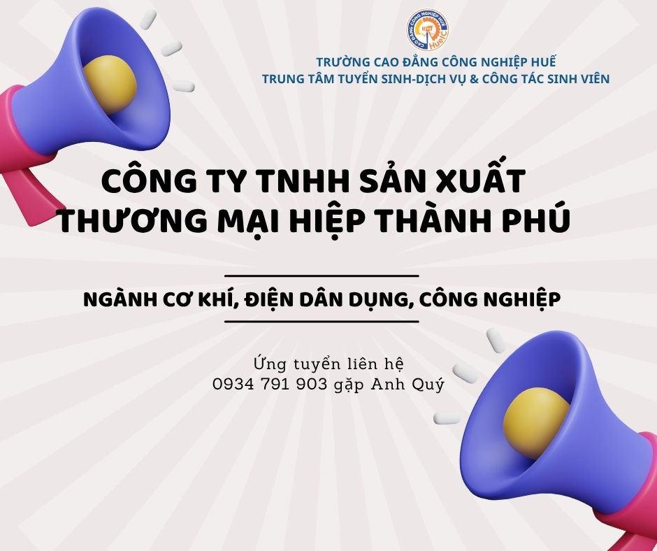 THÔNG BÁO TUYỂN DỤNG NGÀNH CƠ KHÍ, ĐIỆN DÂN DỤNG, CÔNG NGHIỆP