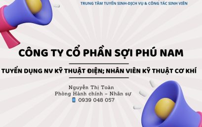 THÔNG BÁO TUYỂN DỤNG – CÔNG TY CỔ PHẦN SỢI PHÚ NAM