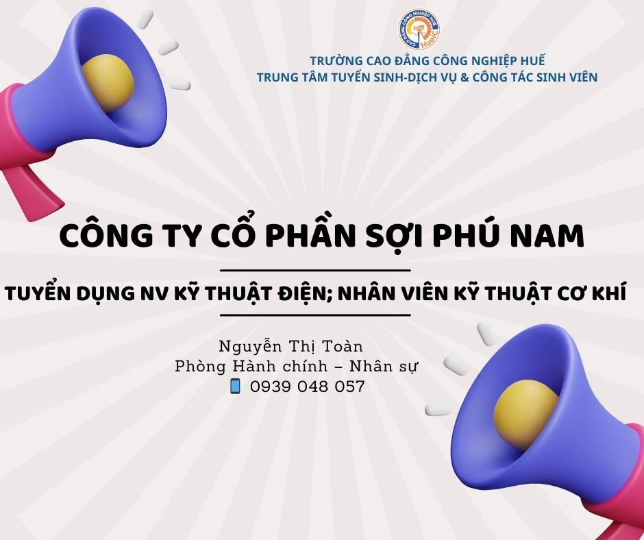 THÔNG BÁO TUYỂN DỤNG – CÔNG TY CỔ PHẦN SỢI PHÚ NAM