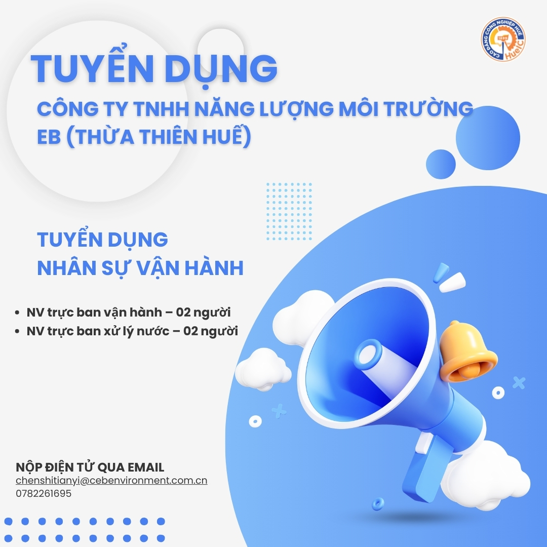 TUYỂN DỤNG NHÂN SỰ VẬN HÀNH TẠI HUẾ