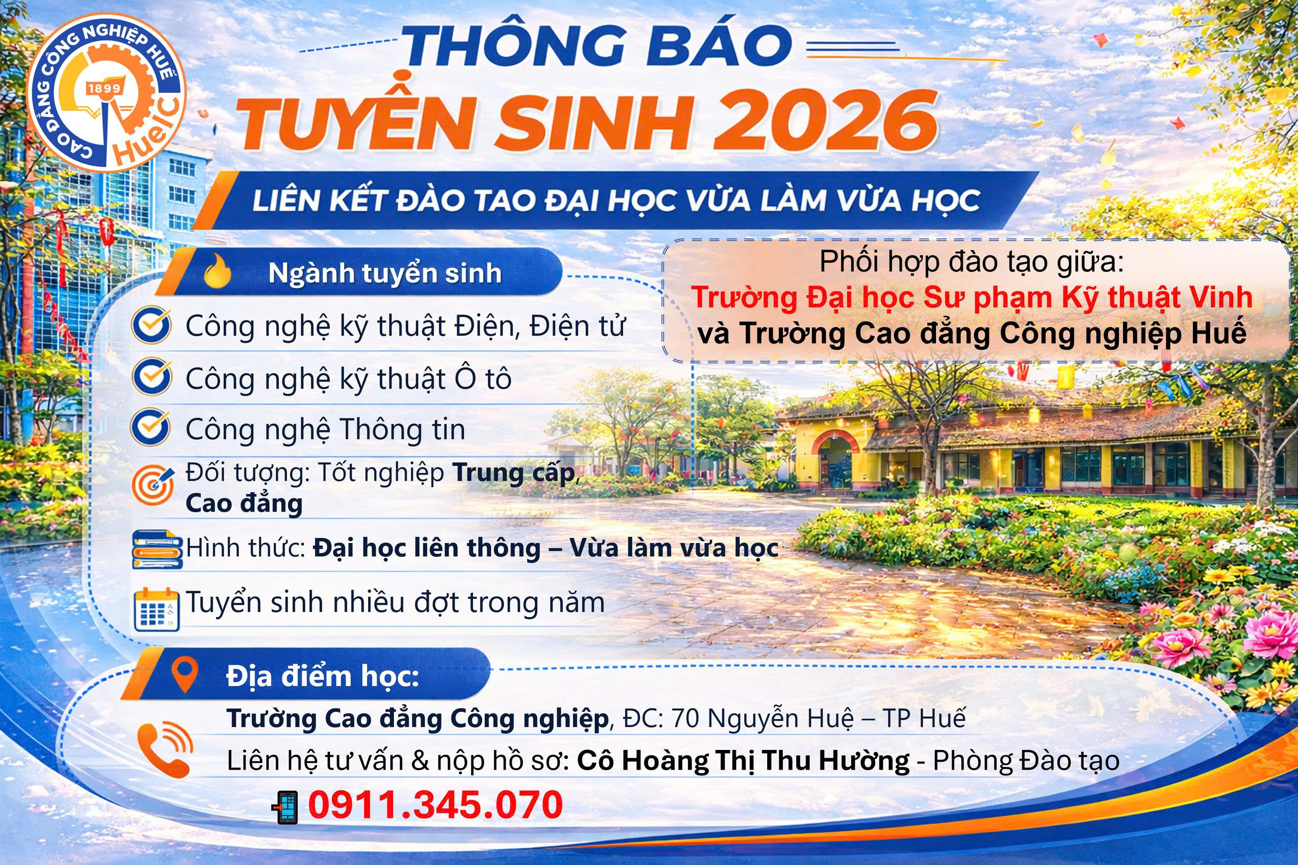 THÔNG BÁO TUYỂN SINH 2026 LIÊN KẾT ĐÀO TẠO ĐẠI HỌC VỪA LÀM VỪA HỌC