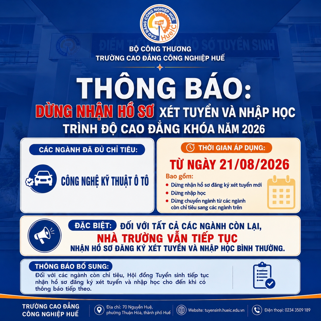 DỪNG NHẬN HỒ SƠ NHẬP HỌC CÁC NGÀNH ĐỦ CHỈ TIÊU – ĐỢT 1 DỪNG NHẬN HỒ SƠ NHẬP HỌC CÁC NGÀNH ĐỦ CHỈ TIÊU – ĐỢT 1